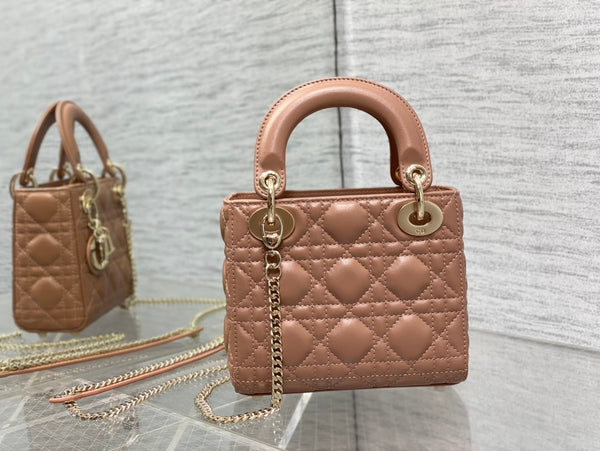 mini lady 17 pelle di agnello marrone rosato