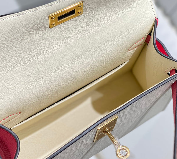 HM Mini Kelly 19cm Cream Pink Epsom Gold Hardware
