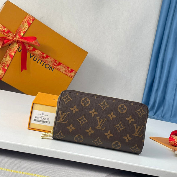Portafoglio LV Double Zippy XL in tela monogramma marrone 221554