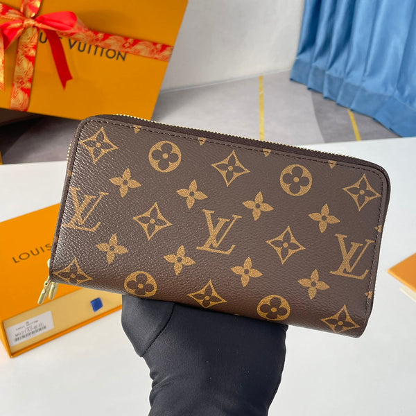 Portafoglio LV Double Zippy XL in tela monogramma marrone 221554