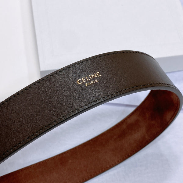 CL LARGE 35 MM BELT IN CHOCOLATE BROWN SUEDE LIGHT GOLD HARDWARE