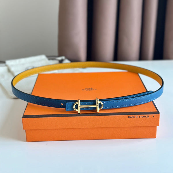 FIBBIA HM GAMMA E CINTURINO REVERSIBILE IN PELLE ORO E BLU 13 MM FERRAMENTA ORO