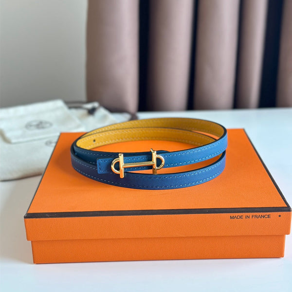 FIBBIA HM GAMMA E CINTURINO REVERSIBILE IN PELLE ORO E BLU 13 MM FERRAMENTA ORO
