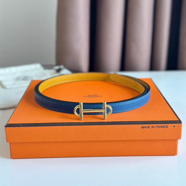 FIBBIA HM GAMMA E CINTURINO REVERSIBILE IN PELLE ORO E BLU 13 MM FERRAMENTA ORO