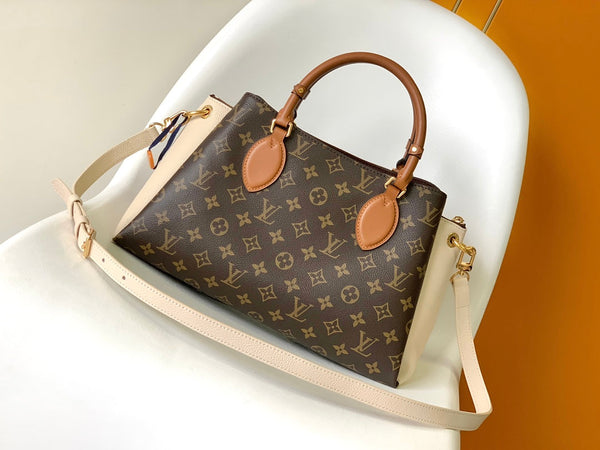 Borsa a mano LV Opéra 36 cm in tela monogramma marrone e pelle di mucca GHW
