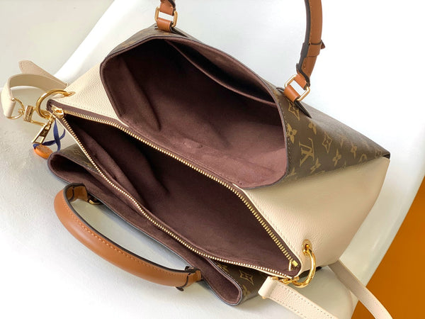 Borsa a mano LV Opéra 36 cm in tela monogramma marrone e pelle di mucca GHW