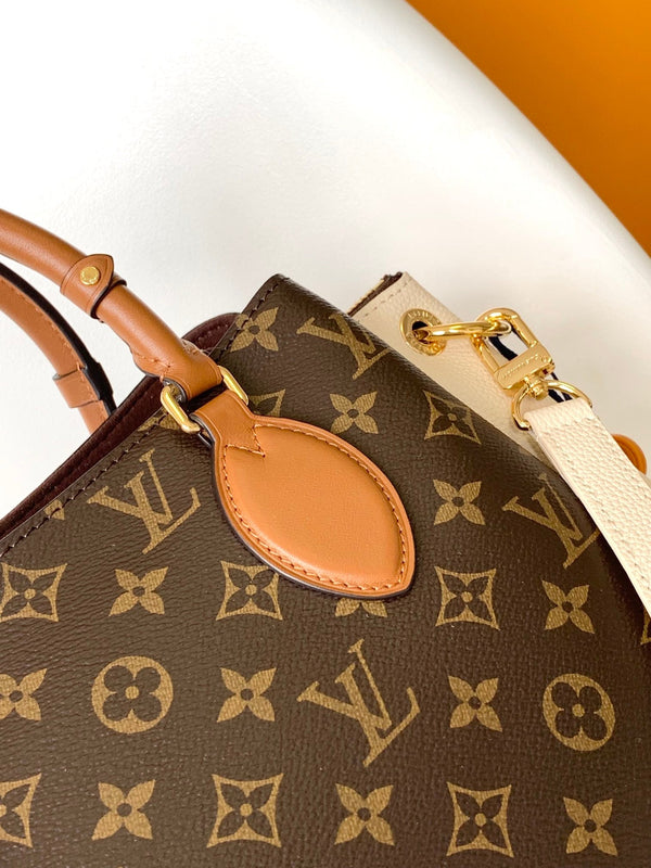 Borsa a mano LV Opéra 36 cm in tela monogramma marrone e pelle di mucca GHW
