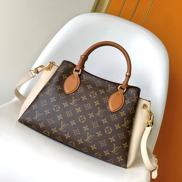 Borsa a mano LV Opéra 36 cm in tela monogramma marrone e pelle di mucca GHW