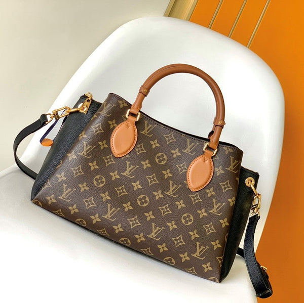 Borsa a mano LV Opéra 36 cm in tela monogramma marrone e pelle di mucca GHW