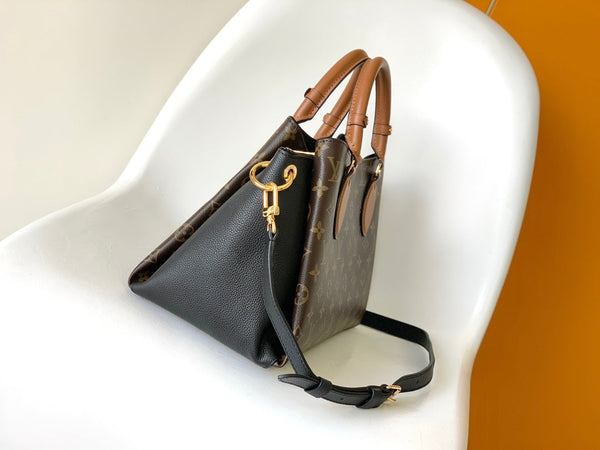 Borsa a mano LV Opéra 36 cm in tela monogramma marrone e pelle di mucca GHW