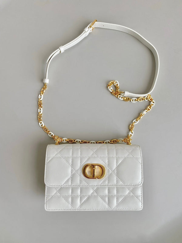 MINI BORSA A CATENA 17 IN PELLE DI VITELLO BIANCA