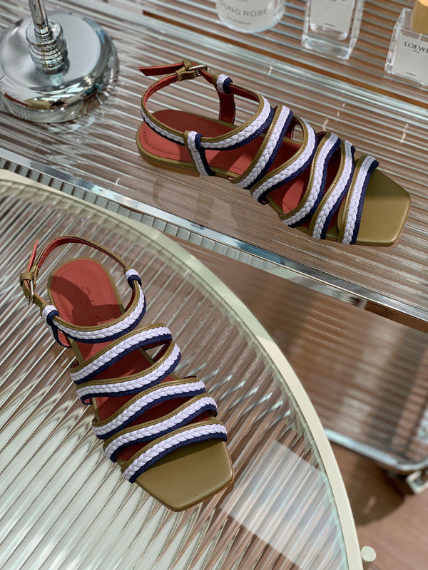 Pantofole Piana Sprightly Charms Sandal Olive Purple Navy Vitello