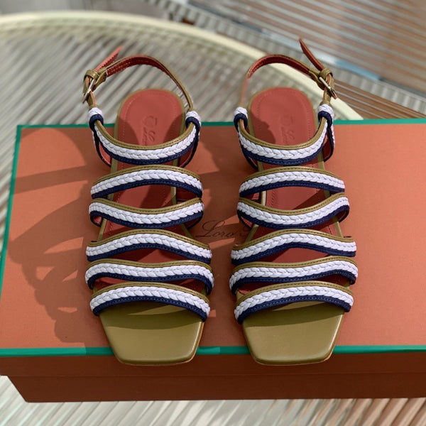 Pantofole Piana Sprightly Charms Sandal Olive Purple Navy Vitello