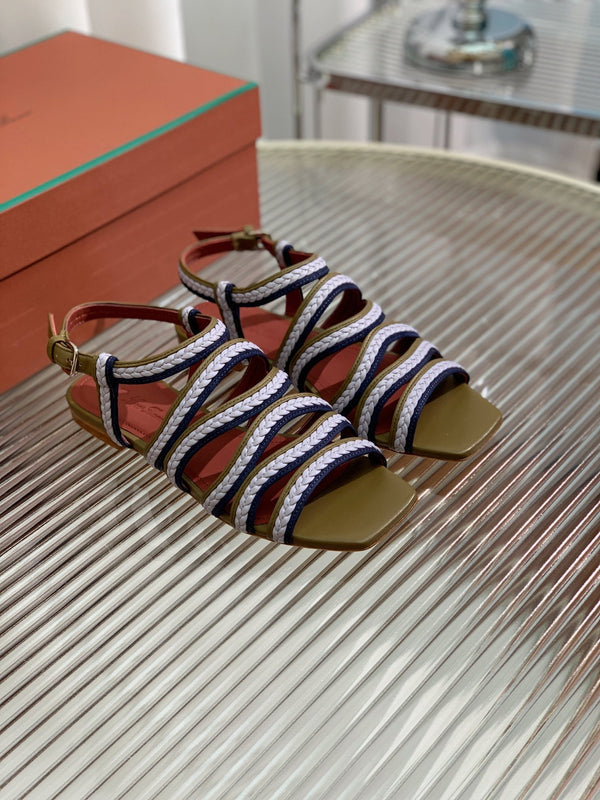 Pantofole Piana Sprightly Charms Sandal Olive Purple Navy Vitello