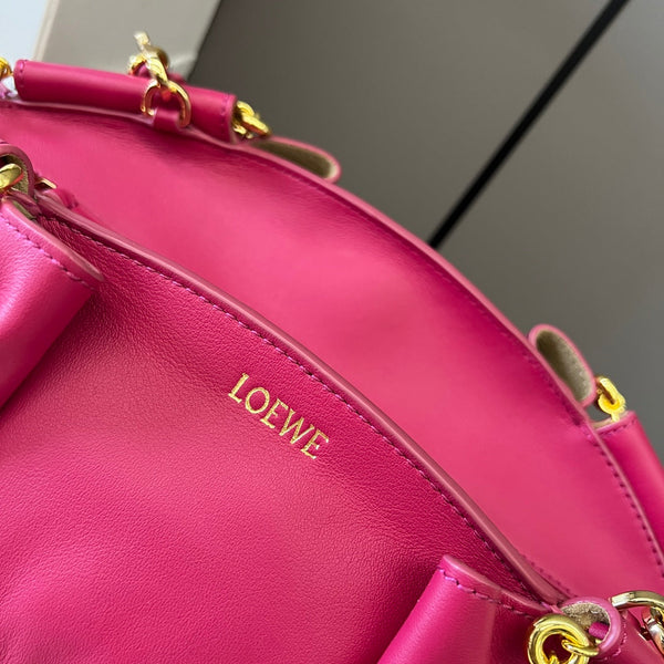 Loewe Small Paseo Chain Shoulder Bag Hot Pink Calfskin