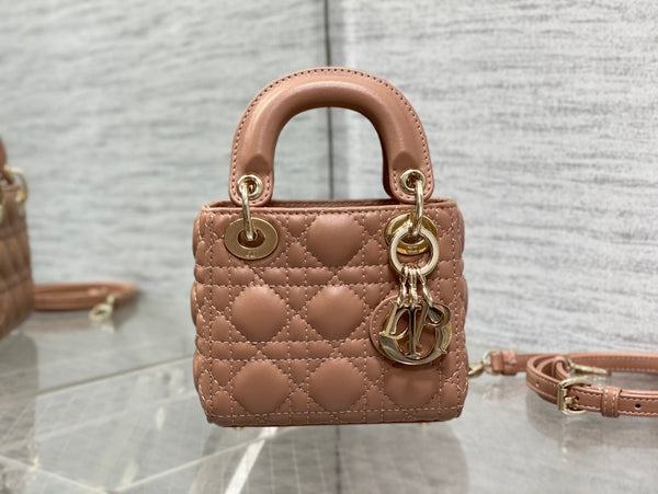 micro lady 12 pelle di agnello marrone rosato ghw 