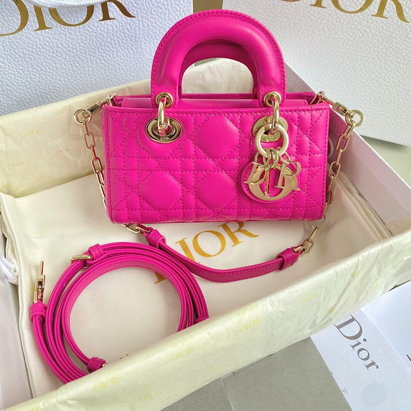 MINI BORSA D-JOY 17 IN PELLE DI AGNELLO ROSA SCURO