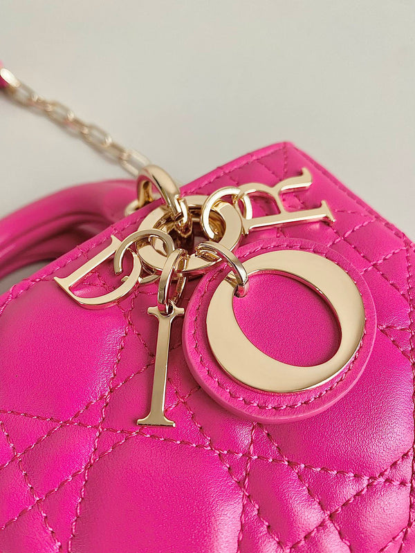 MINI BORSA D-JOY 17 IN PELLE DI AGNELLO ROSA SCURO