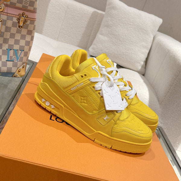LV 1AHTB0 Trainer Sneaker Yellow Monogram-Embossed Leather Lace 626730