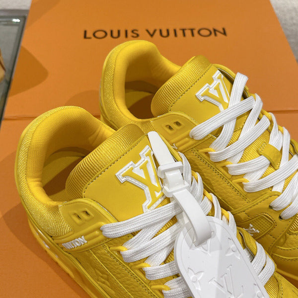 LV 1AHTB0 Trainer Sneaker Yellow Monogram-Embossed Leather Lace 626730