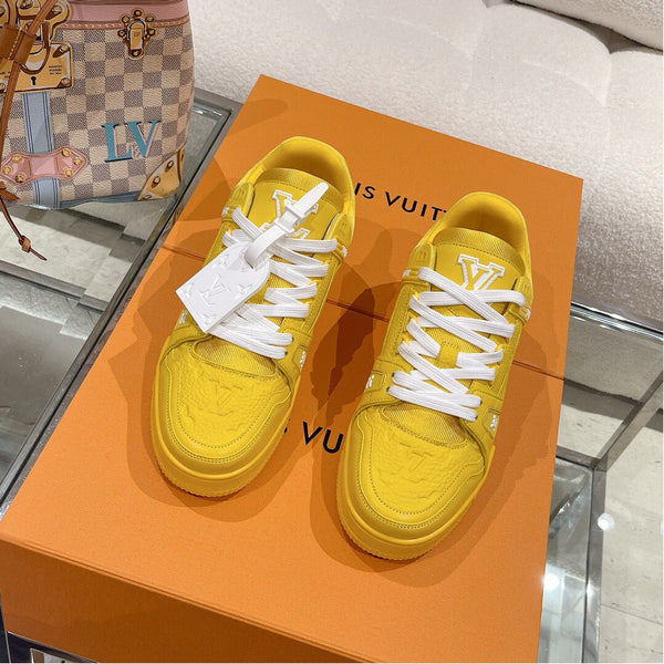 LV 1AHTB0 Trainer Sneaker Yellow Monogram-Embossed Leather Lace 626730