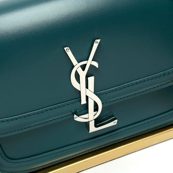 YSL Solferino Mini Satchel Bag Teal Blue Calfskin 285594