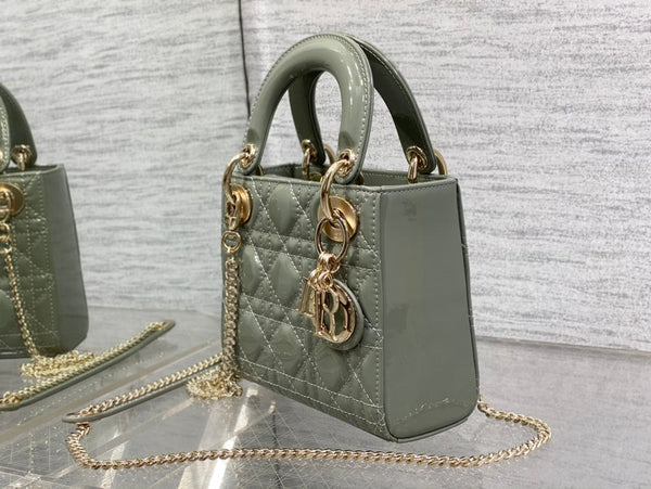 mini lady 17 rock gray patent calfskin