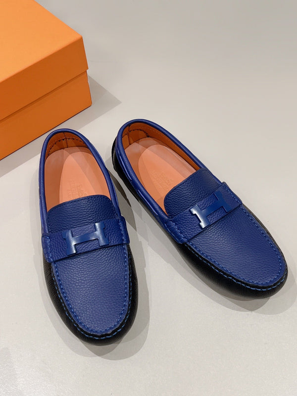 Mocassini da uomo HM in pelle di vacchetta blu navy 557564