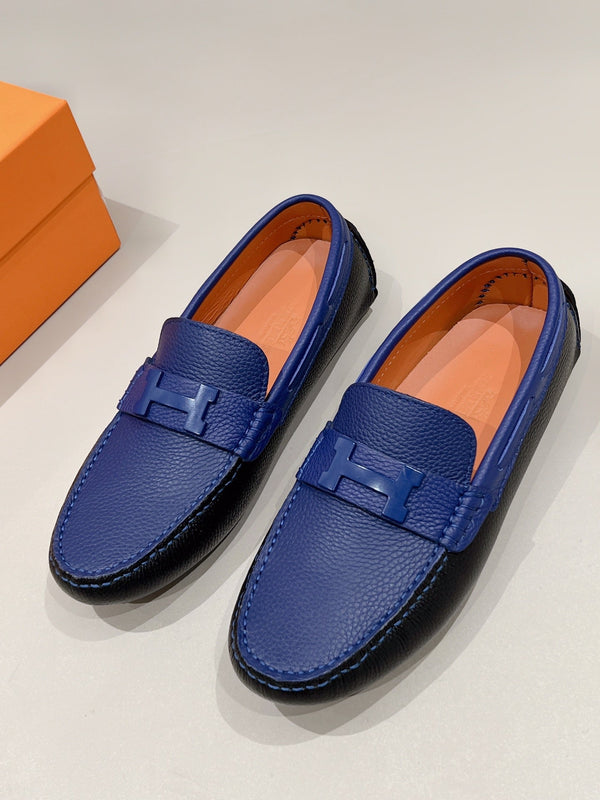 Mocassini da uomo HM in pelle di vacchetta blu navy 557564