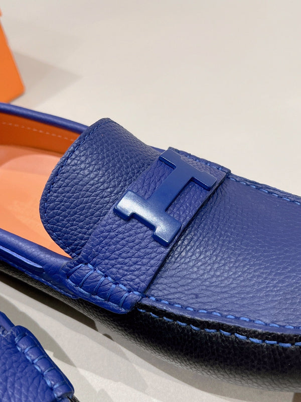Mocassini da uomo HM in pelle di vacchetta blu navy 557564
