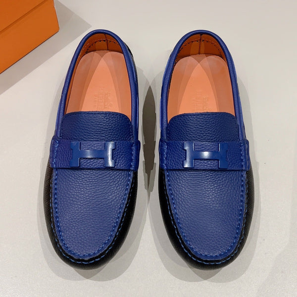 Mocassini da uomo HM in pelle di vacchetta blu navy 557564