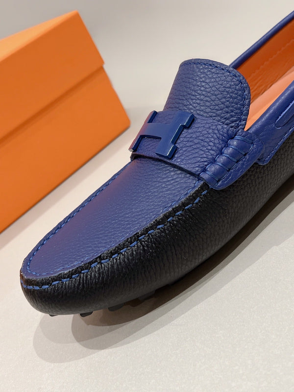 Mocassini da uomo HM in pelle di vacchetta blu navy 557564