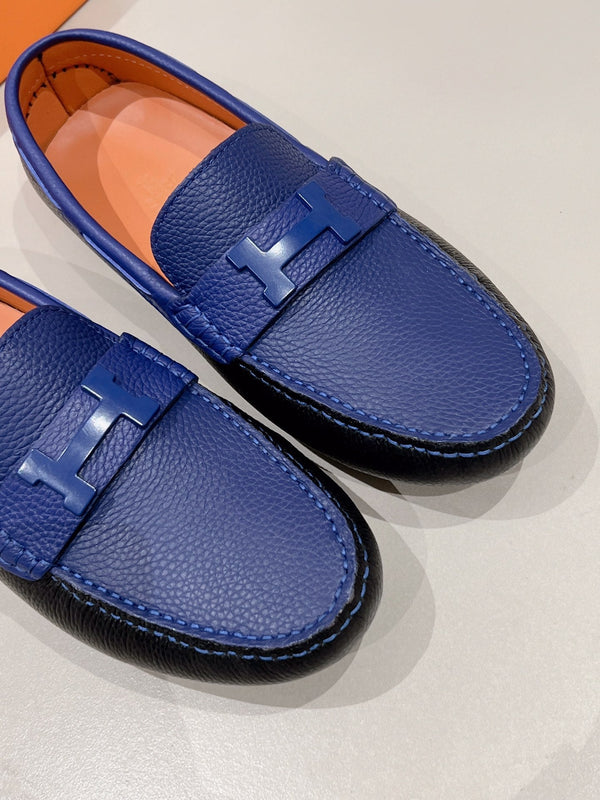 Mocassini da uomo HM in pelle di vacchetta blu navy 557564