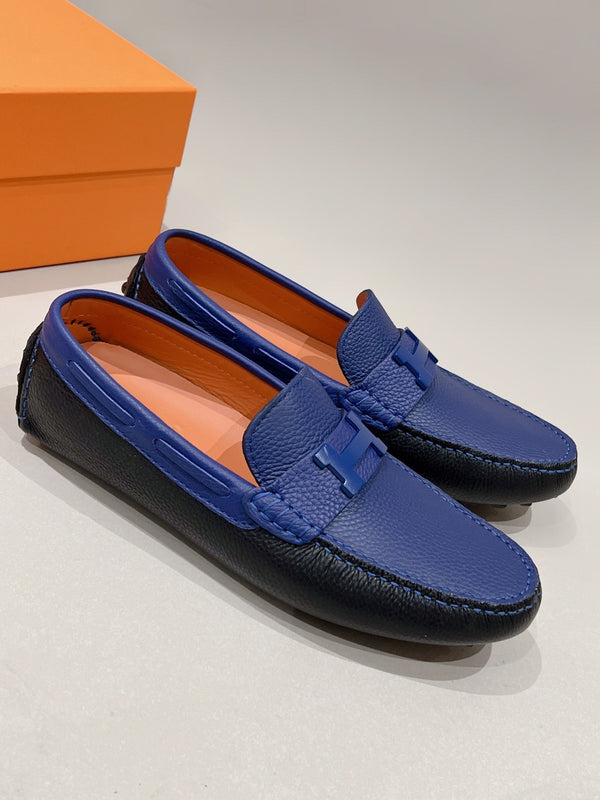 Mocassini da uomo HM in pelle di vacchetta blu navy 557564