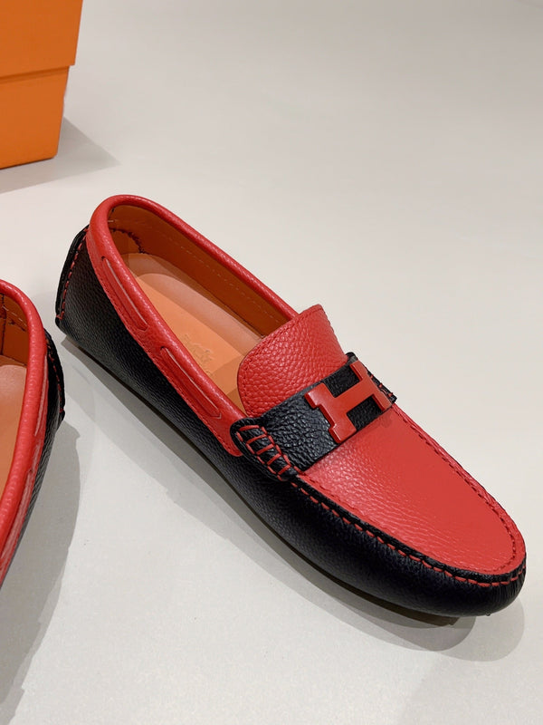 Mocassino da uomo HM in pelle di vacchetta rossa 557572