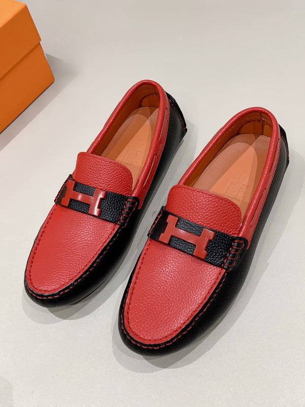 Mocassino da uomo HM in pelle di vacchetta rossa 557572