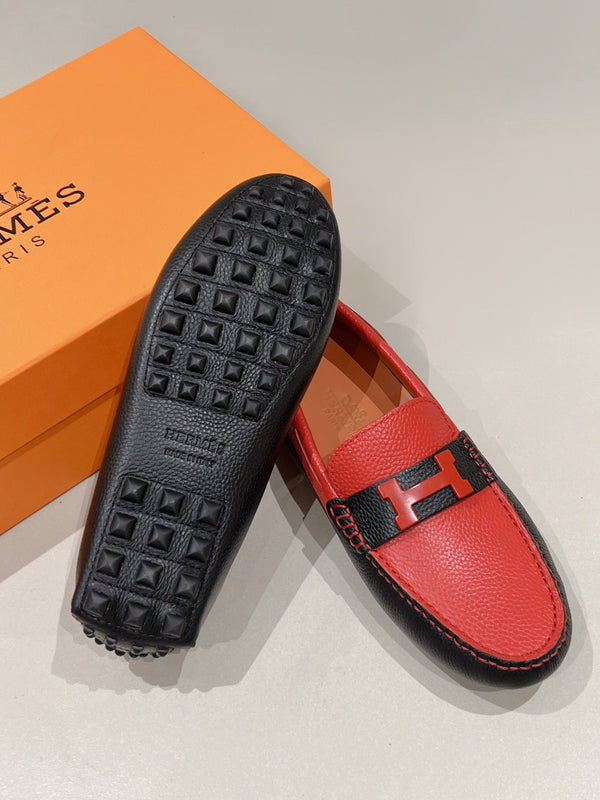 Mocassino da uomo HM in pelle di vacchetta rossa 557572
