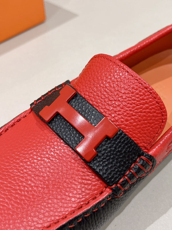 Mocassino da uomo HM in pelle di vacchetta rossa 557572