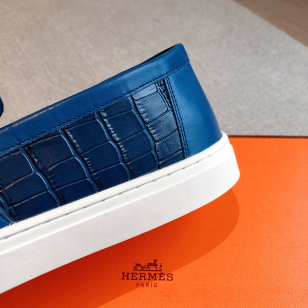 HM GAME SLIP-ON CROCODILE MOTIF SNEAKER NAVY CALFSKIN
