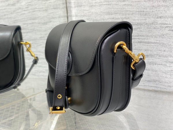 CD BOBBY MEDIO 22CM PELLE DI VITELLO NERA FERRAMENTA ORO