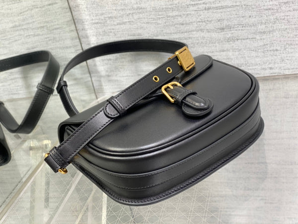 CD BOBBY MEDIO 22CM PELLE DI VITELLO NERA FERRAMENTA ORO