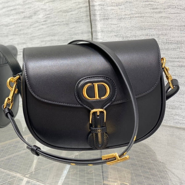 CD BOBBY MEDIO 22CM PELLE DI VITELLO NERA FERRAMENTA ORO