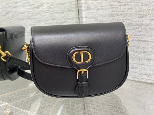 CD BOBBY MEDIO 22CM PELLE DI VITELLO NERA FERRAMENTA ORO