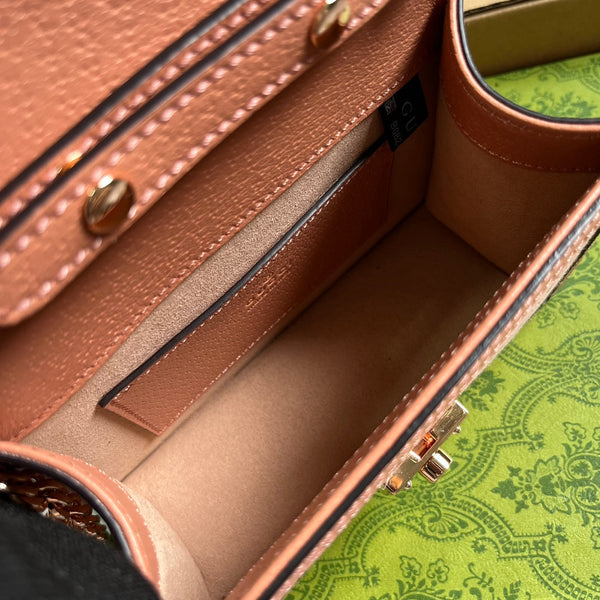 BORSA A MANO GG OPHIDIA MINI 17 IN TELA ROSA CHIARO