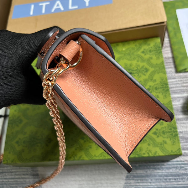 BORSA A MANO GG OPHIDIA MINI 17 IN TELA ROSA CHIARO