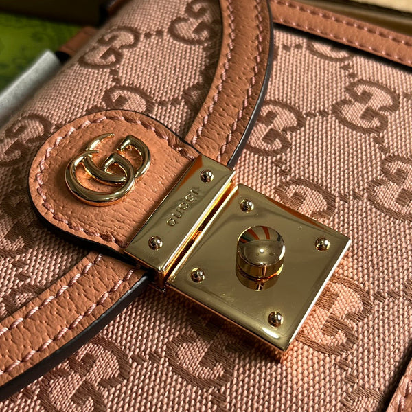 BORSA A MANO GG OPHIDIA MINI 17 IN TELA ROSA CHIARO