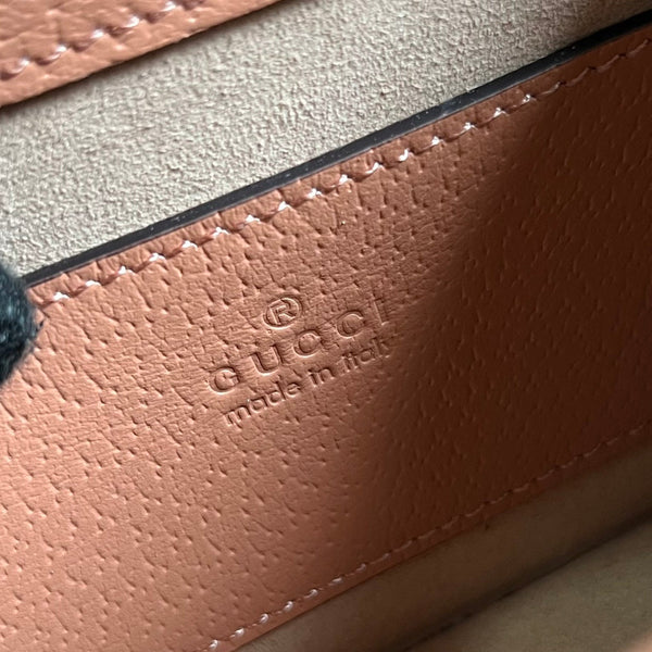 BORSA A MANO GG OPHIDIA MINI 17 IN TELA ROSA CHIARO