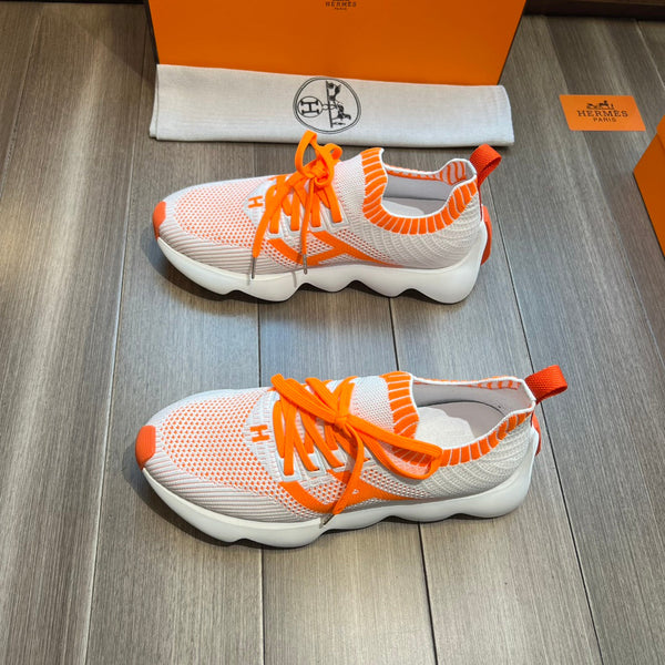 SNEAKER SLIP-ON HM FLEX IN TESSUTO INTRECCIATO BIANCO E ARANCIONE