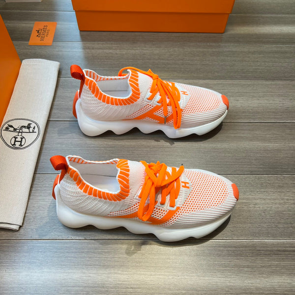 SNEAKER SLIP-ON HM FLEX IN TESSUTO INTRECCIATO BIANCO E ARANCIONE