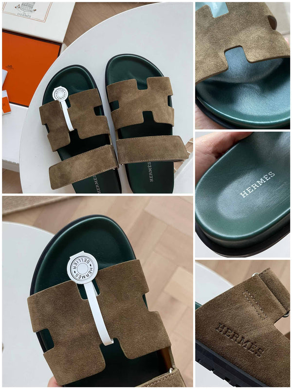 HM Men's Chypre Slide Moss Green Suede 538604
